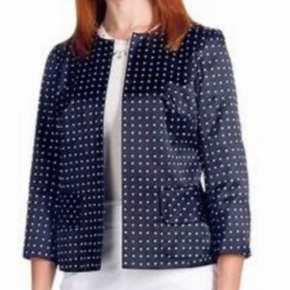 Pendleton Silk Blend Polka Dot Jacket Midnight Blue Plus Size 20W